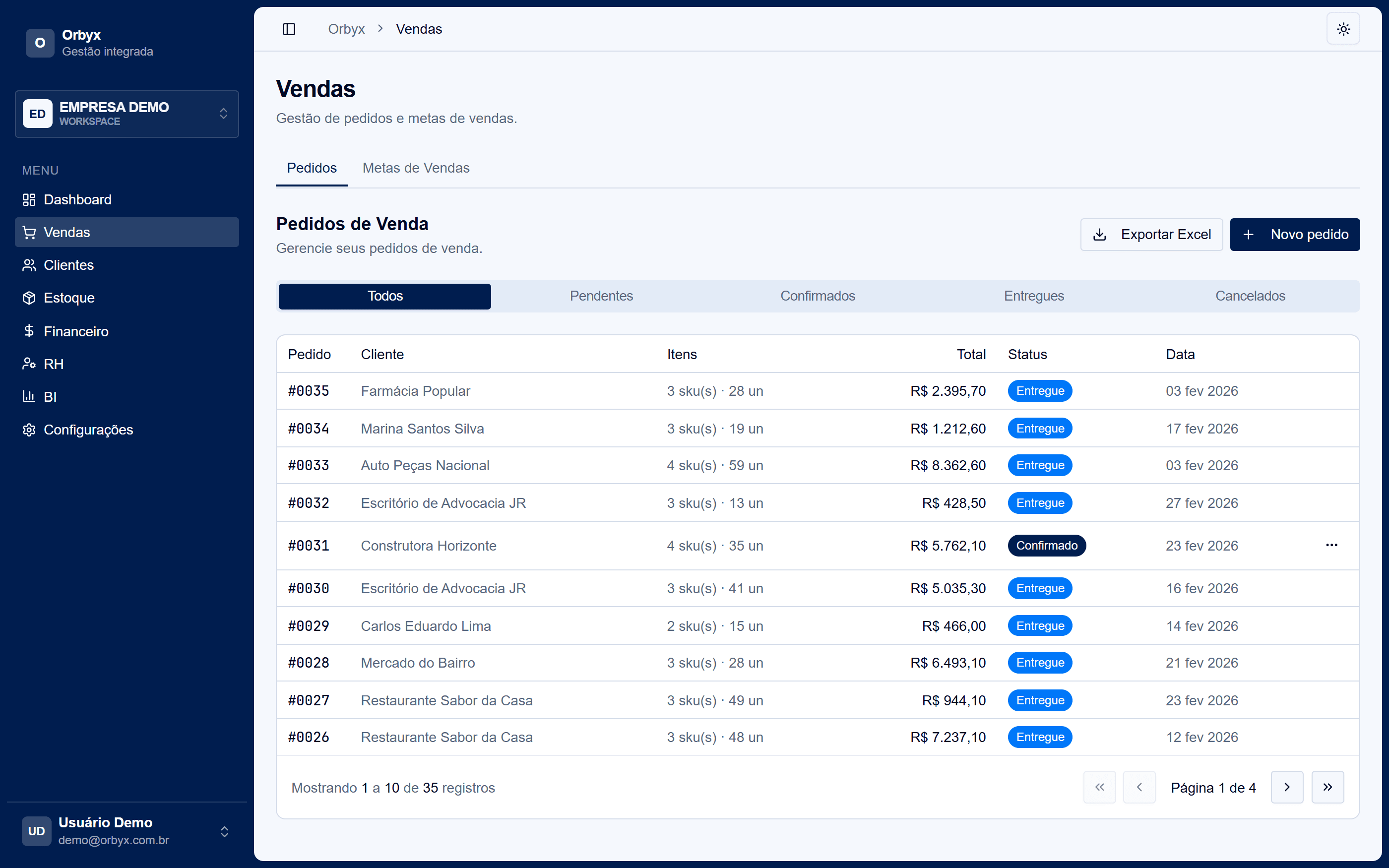 Módulo de Vendas do ERP Mini